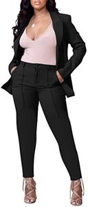 Women Open Front Long Sleeve Blazer and Pants Set Sexy Bodycon Business Pants Suit Formal 2 Piece Outfits Black 2XL