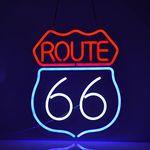 Historic Route 66 Neon Sign Beer Bar Home Art Man Cave Neon Light Handmade with Dimmable Switch LED Neon Lights Signs for Bedroom Home Office Hotel Pub Cafe Recreation Room Wall Artwork Decor