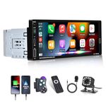 CAMECHO Single Din Car Stereo with CarPlay & Android Auto, 6.86 Inch Car Radio with Bluetooth Hands-free Reversing Camera Mirror Link EQ FM SWC USB AUX