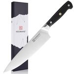 KEEMAKE Kitchen Knife Professional Chef Knife 8 inch, Sharp Knife with High Carbon German Stainless Steel Blade, Chopping Knife Full Tang Ergonomic Black Handle Forged Cooking Knife with Gift Box