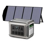 ALLPOWERS R2500 Solar Generator 2016Wh with 140W Portable Solar Panel, 4 X 2500W (4000W Surge) AC Outlets, Portable Power Station, Outdoor Generator for Home Backup Outdoors Camping RV Emergency