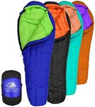 Hyke & Byke Eolus 0 F Hiking & Backpacking Sleeping Bag - 4 Season, 800FP Goose Down Sleeping Bag - Ultralight - Blue/Lime Green - 72in - Short