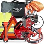 Xtremeauto Breakdown Kit For Car - Car Breakdown Kit Emergency Essentials, Warning Triangle, Recovery Tow Rope, Driving Safety Kits, Car Emergency Kit UK, Jump Leads, Air Compressor + Seatbelt Cutters