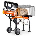 SuperHandy Electric Log Splitter Portable 16Ton 500mm Log Length 2-Stage 10GPM Hydraulic Gear Pump 1500Watt Motor Horizontal Full Beam Steel Wedge Firewood Splitting Forestry Harvesting