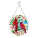 Generic AUFURI 6 * 6’’ Cardinal Stained Glass Window Hanging - Cardinal Gifts for Women, Red Birds Suncatchers for Windows, Pairs of Red Cardinal Birds - Cardinal Gifts for Women