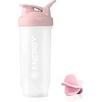 Didiseen Shaker Bottle Sports Protein Mixes Cup 700ml High Capacity Water Bottle with Whisk Mixer Ball Leak-proof Lid Pre-Workouts Protein Shaker Ideal for Fitness Gym Milkshake (Pink)