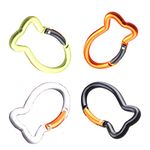 ABCOOL 4PCS Fish Bone Shape Keychain Clips Mini Carabiner - 8 cm Aluminum Durable Quick Release Auto Locking Spring Loaded for Home Rv Camping Fishing Hiking Traveling and Sports Outdoors