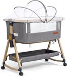 Maydolly Baby Bassinet, 3 in 1 Baby Bassinet Bedside Sleeper, Bedside Bassinet for Baby Bedside Crib with Storage Basket and Wheels, Easy Folding for Infant Newborn Grey