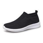 Raoendis Mens Walking Tennis Gym Athletic Shoes Fashion Sneakers Casual Ligthweight Workout Sports Shoes Comfortable Breathable Slip on Shoes for Jogging Black Size 10