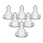 Dr. Brown's Natural Flow Preemie Flow Narrow Baby Bottle Silicone Nipple, Slowest Flow, 0m+, 100% Silicone Bottle Nipple, 6 Pack