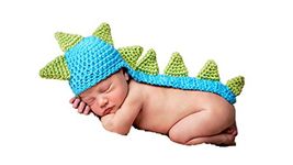 Blue Dinosaur, Newborn Baby Girl/Boy Crochet Knit Costume Photo Photography Prop Hats Outfits