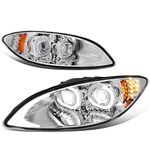 DNA MOTORING HL-HAY-012-CH Pair of LED C-Style Halo Projector Headlights Compatible with 09-18 International Harvester ProStar, Chrome Housing