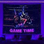 Miytal Blacklight Gaming Tapestry, Cool Funny Neon Game Wall Hanging for Men Boys Teens Video Game Room, UV Reactive Trippy Wall Art for Bedroom Living Room Gamer Room Décor – 29.5” x 39.4”