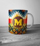 PrintVisa Alphabet Initial Letter M Love Designer Ceramic Colourful Coffee Mugs (Multicolour)