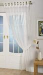 John Aird Woven Voile Tab Top Curtain Panel - Free Tieback Included (Cream, 60" Wide x 90" Drop)