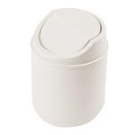 Plastic Mini Desktop Trash Can, Tiny Waste Bin with Swing Lid,Garbage Can for Office living room kitchen bedroom dining room (white)