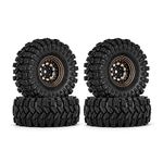 INJORA Black Coating Brass 1.0 Beadlock Wheel Tires Set for Axial SCX24 AX24 TRX4M FCX24 Upgrade 1/24 1/18 RC Crawler Car,Brass