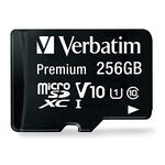 Verbatim 256GB Premium microSDXC Memory Card with Adapter, UHS-I V10 U1 Class 10