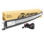 PICAA LED Light Bar 7D Tri-Row 52in 675W Spot Flood Combo Beam Curved LED Work Lights Bar with wire for Car Truck Offroad Driving Lamp SUV UTE 4WD 12V 24V Waterproof Driving Work Lamp