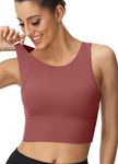 High Neck Sports Bra for Women Longline Full Coverage Sports Bras Medium Impact Padded Workout Crop Tops for Yoga Gym