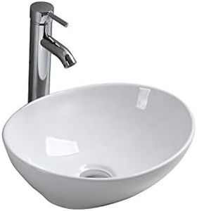 Lavabo da Appoggio in Ceramica Ovale Vaso Lavello Ciotola Design Moderno Bianco Lucido per Guardaroba Bagno