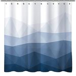 Bath Shower Curtain, Ombre Blue Shower Curtain for Bathroom, Modern Geometric Theme Water Repellent Shower Curtains Set, Washable Decor for Home Bathtub, 72 x 72 Inch