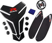 REVSOSTAR Real Carbon Fibre Gas Cap, Tank Pad, Anti Slip sticker,Brake Reservoir Sock, Tank Protector for GSXR 600 750 (2006 2007)