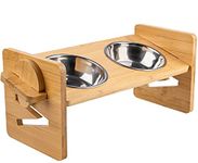 Raised Pet Bowls for Cats, Small Dogs 15° Tilted Raised Food Feeding Dishes, Adjustable Elevated Cat Food and Water Bowl, Stand for Kitty and Puppy