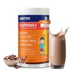 Gritzo SuperMilk Growth+ (Formerly Height+) (7-12y Boys), 10g Protein Powder (Double Chocolate, 400g) | Zero Refined Sugar, 20 Vitamins & Minerals
