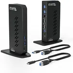 Plugable USB 3.0 and USB-C Dual 4K Display Docking Station with DisplayPort and HDMI for Windows and Mac (Dual 4K DisplayPort & HDMI, Gigabit Ethernet, Audio, 6 USB Ports)