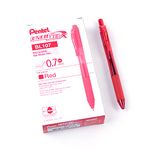 Pentel Energel X Retractable Liquid Gel Roller, 0.7mm Medium Point Size, Red Ink, Box of 12 - BL107-B