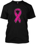 Distressed Pink Ribbon - Breast Cancer Awareness Men's T-Shirt (XL Black)