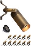 MALORY Brass Landscape Spot Down Light, Low Voltage Led Downlights Tree Light Outdoor Landscape Lighting for Yard, Garden, Lawn, Wall, Patio with 5W MR16 LED Bulb 2700K Warm White（12 Pack）