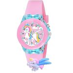 Goldenize Fashion Kids Analog Multicolour Glowing Disco Light Dial Watch for Boys & Girls Age Above 5 Years with 3D Cute Cartoon Analog Watch for Girls-Boys (Pink Horse)