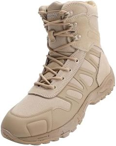 IODSON Men’s Military Tactical Boots Lightweight and Durable work Boots Outdoor Combat Jungle Anti-Slip Boots Hiking Boots Backpacking Boots Brown 9