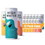 High Water Hard Seltzer Mixed Pack | 12 x 250ml Cans | Mango and Peach, Lemon and Elderflower, Cucumber and Mint | Sparkling Water | 5% ABV | Hard Seltzer | Low-Sugar, Vegan, Gluten-Free Beverage