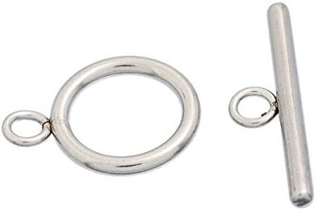 HOUSWEETY 10Sets Stainless Steel Toggle Clasps Connectors Jewelry Finding Silver Tone