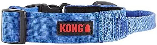 KONG Ultra Durable Padded Comfort Handle Dog Collar (Large, Blue)