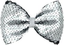 Silver Bows for Girls,Bling Sequins Hair Bow Alligator Clip,Festival Hair Accessory for Baby Girls Toddlers Kids and Teens