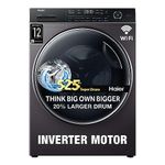 Haier 8 Kg 5 Star Inverter Direct Motion Motor Fully Automatic Front Load Washing Machine (HW80-IM1479CS8U1, 525 Super Drum, Puri Steam, 2023 Model, Dark Jade Silver)