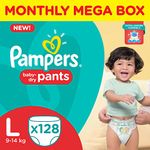 Pampers Large Size Diaper Pants Monthly Box Pack (128 Count)