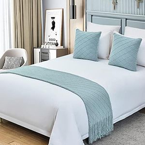 Hotel Bed Runners for King Size Bed Quality Bedspreads Solid Color Tassel Bed Runners Scarves Modern Bed Throws for Foot of Bed Queen King Size Home Decoration