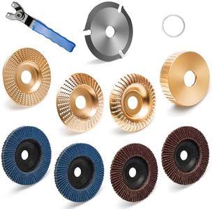 [Upgraded] 10 PCS Angle Grinder Wood Carving Disc Set for 4" or 4 1/2" Angle Grinder with 5/8" Arbor,Coldairsoap Stump Grinder Disc Wheel Attachments for Woodworking Shaping Cutting Carving Polishing