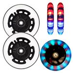 Light Up 100mm Scooter Wheels - 100mm Bright Flashing LED Kick Scooter Wheels Replacement Pair - Smooth Bearing Installed | 100mm Scooter Wheels for All Scooters with 100mm Wheels