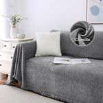 H.VERSAILTEX Chair Covers Chenille Recliner Chair Covers Universal Armchair Cover for Living Room Dogs Furniture Protector Couch Cushion Covers Sectional Couch Covers for L Shaped, 71" X91", Grey