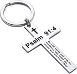 Adornkeys Cross Keychains Christian Jewelry - Holy Bible Keychain Inspirational Bible Verse Keychain Religious Gifts for Women,Men,Teens. Jesus Loved Quoted keychain (Psalm 91:4)