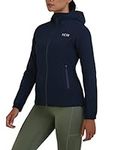 TCA Women's AirLite 2.0 Outdoor Waterproof Hooded Running Rain Jacket with Zip Pockets - Navy Blazer, S