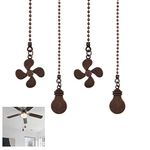 4PCS Ceiling Fan Pull Chain,14" Ceiling Fan Chain with Decorative 4 Leaf Light Bulb,Pull Chain Extension with Ball Chain Connector,Extra Long Lighting Beaded Ball Chain Pendant (Red Antique Brass)