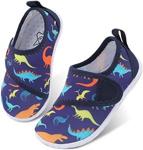 LeIsfIt Toddler Water Shoes Boys Girls Aqua Socks Kids Outdoor Quick-Dry Breathable Swim Shoes Lightweight Non-Slip Barefoot Beach Shoes Blue Dinosaur 6 Toddler