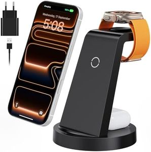 3 in 1 für iPhone Ladestation Schnelles Kabelloses Ladegerät - Wireless Charger für iPhone 17 Air 16e 16 15 14 13 12 11 X Pro Max & für Apple Watch und für Air Pods 4 3 2 Pro mit 18W Adapter
